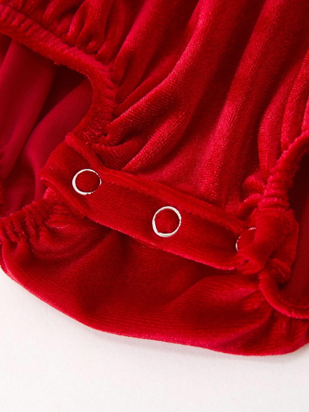 Christmas Velvet Baby Romper Smocked Embroidery Bow -