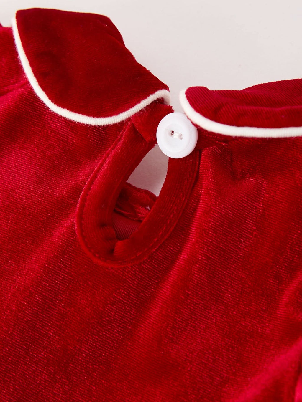 Christmas Velvet Baby Romper Smocked Embroidery Bow -