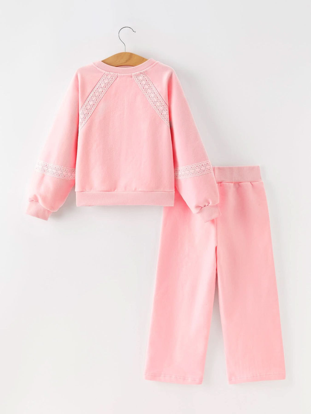 Christmas Tree Appliqué Girls Pink Sweatshirt And Pants Set -