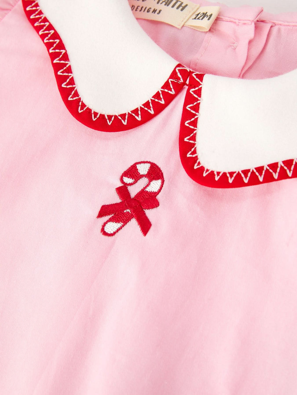 Christmas Girls Candy Cane Embroidered Top & Red Bloomer Set -