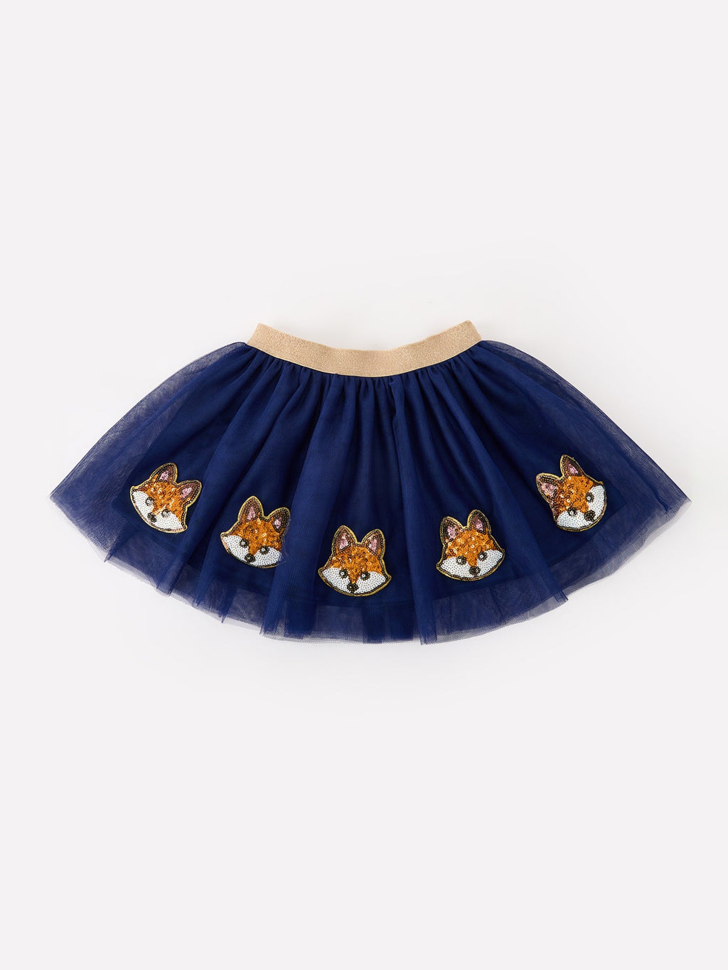 FALL Girls Navy Fox Sequin Tulle Tutu Skirt -