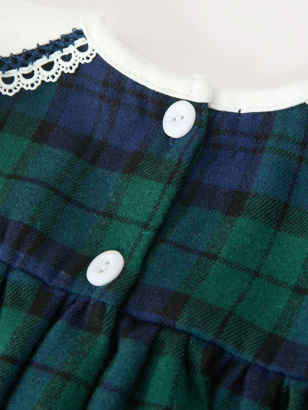 Christmas Girls Green & Navy Plaid Embroidered Bloomer Set -