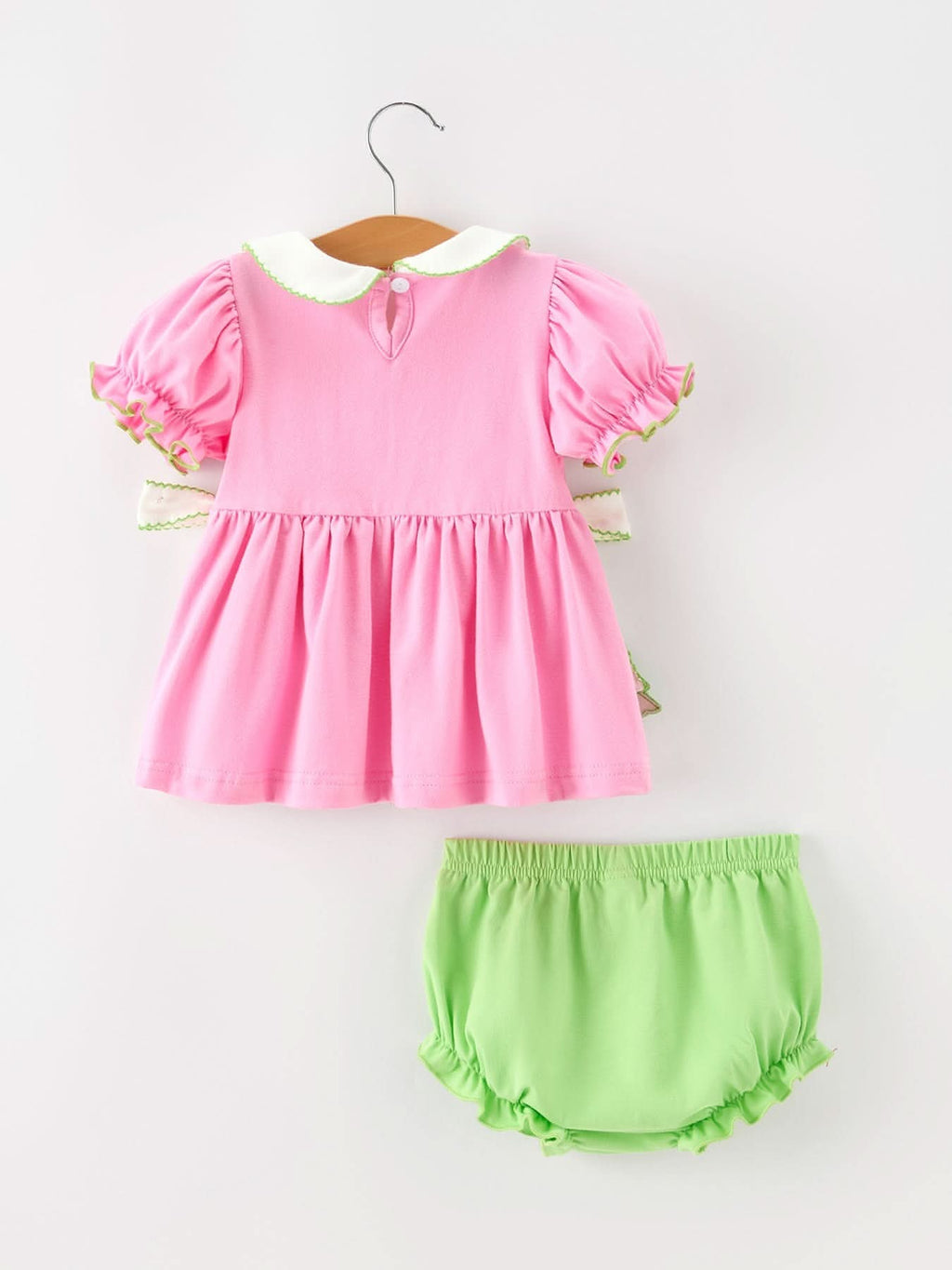 Baby Girls Christmas Pink Bow Christmas Tree Top & Bloomer Set -