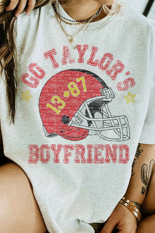 Go Taylor's Boyfriend Football Graphic Tee in ASH - photo