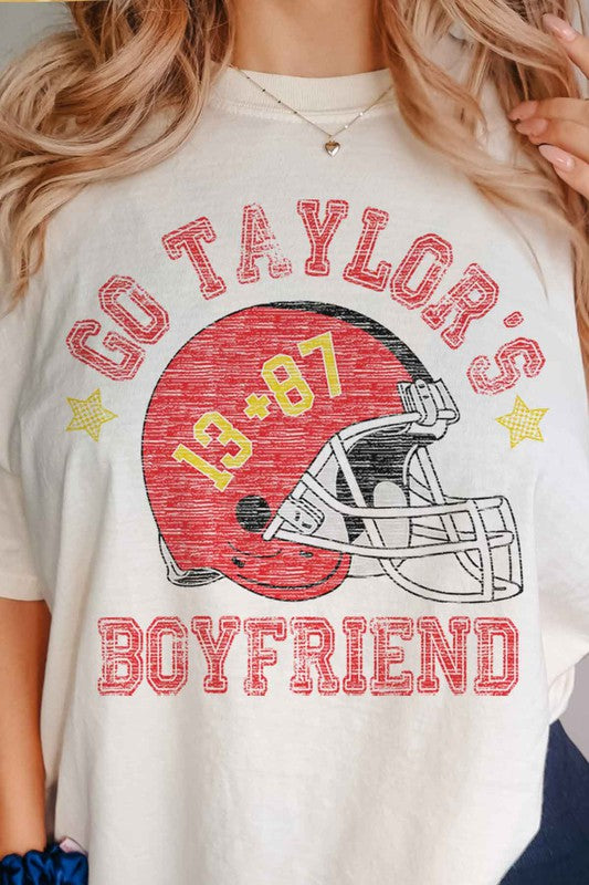 Go Taylor's Boyfriend Football Graphic Tee in IVORY NATURAL - photo