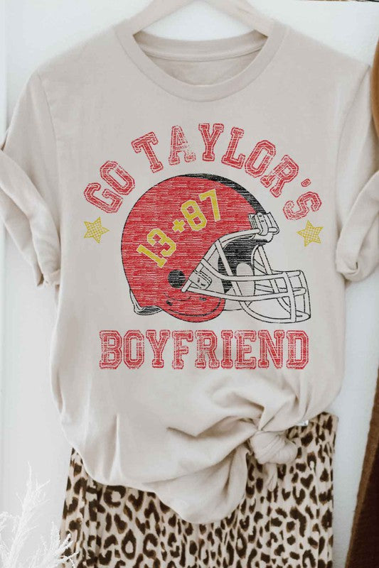 Go Taylor's Boyfriend Football Graphic Tee in SAND - photo