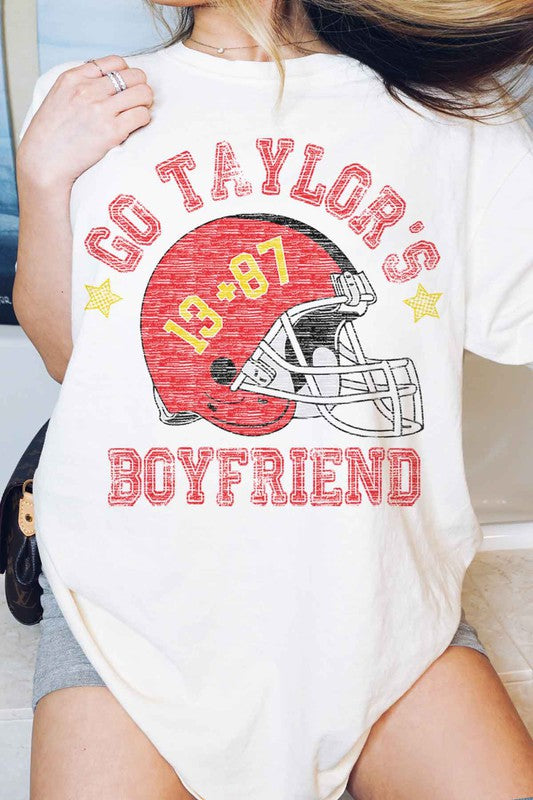Go Taylor's Boyfriend Football Graphic Tee in WHITE - photo
