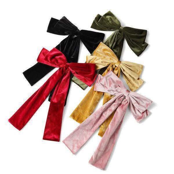 Clip Velvet Long Barrette Hair Bows in - photo