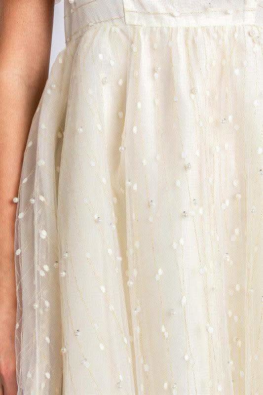 GeeGee Pearl Mesh Babydoll Mini Dress in - Dresses photo