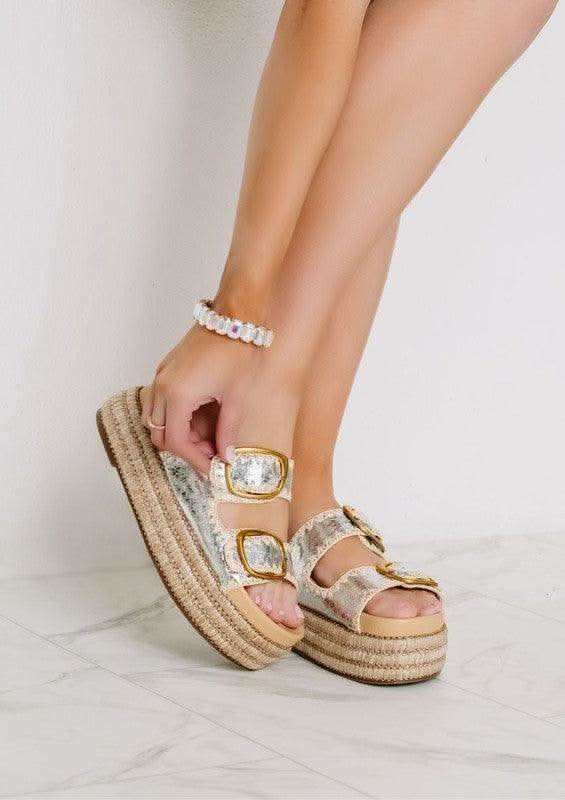 Clara Wedges with Adjustable Straps in Silver - photo