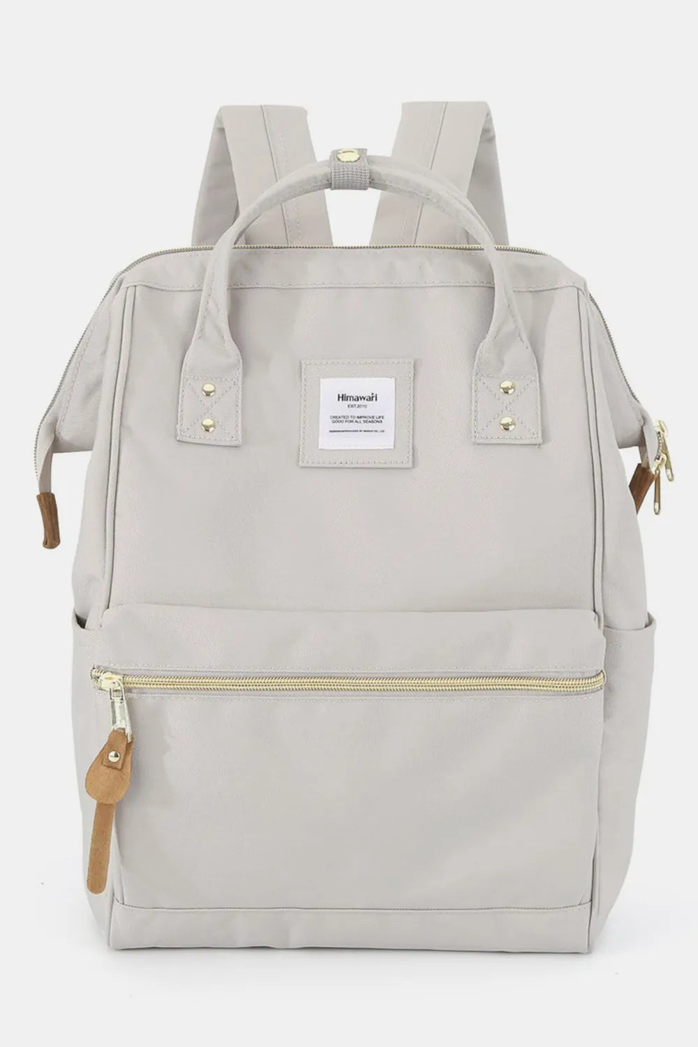 Himawari Waterproof Canvas Backpack Bag with Side Pockets in Light Gray One Size - photo