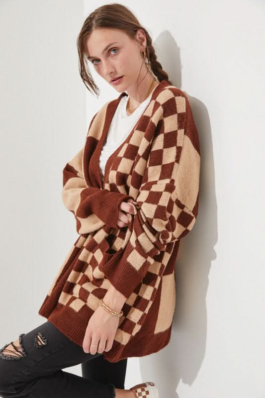 Checkered Oversized Sweater in - photo