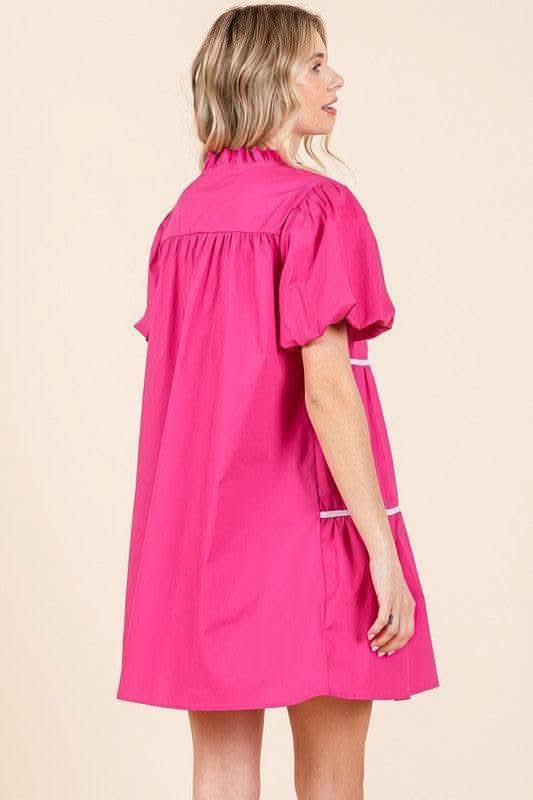 GeeGee Piping Detailed Babydoll Mini Dress in - Dresses photo