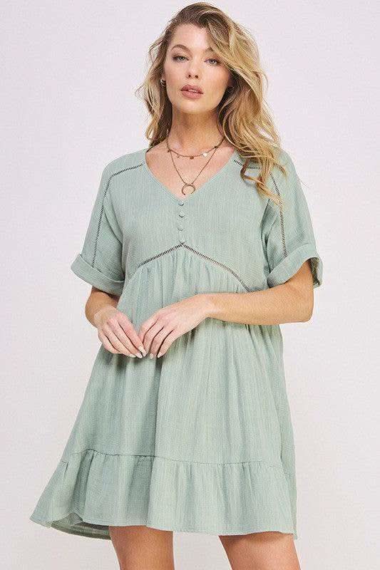 Jade By Jane Textured Short Sleeve Mini Dress Dress, 2 Colors in - Mini Dresses photo