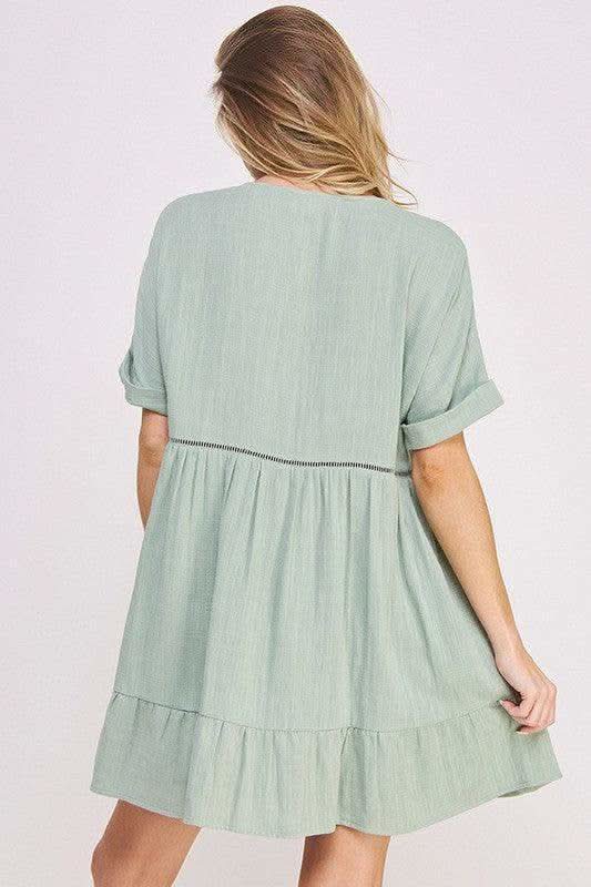 Jade By Jane Textured Short Sleeve Mini Dress Dress, 2 Colors in - Mini Dresses photo