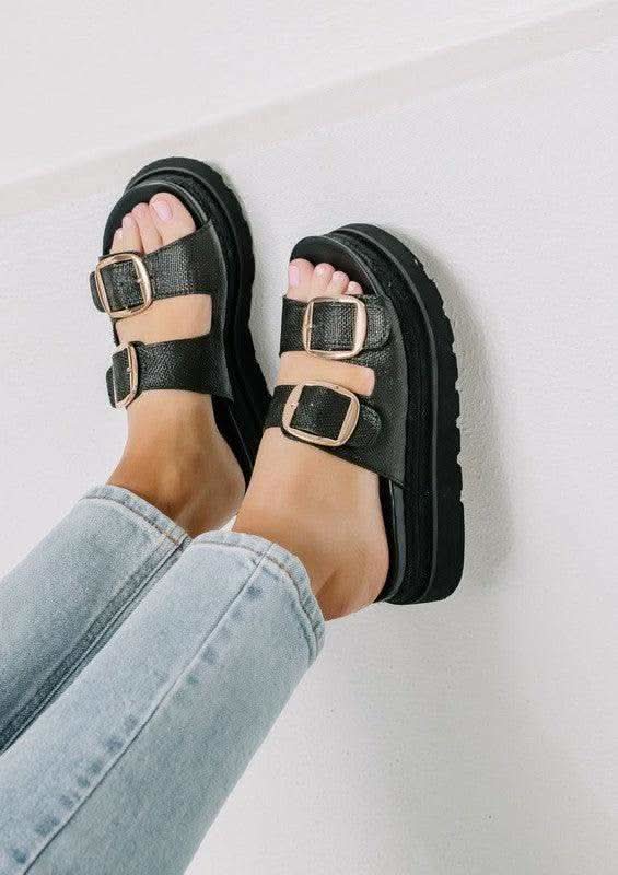 Monique Thick Buckled Fashion Wedges in - photo