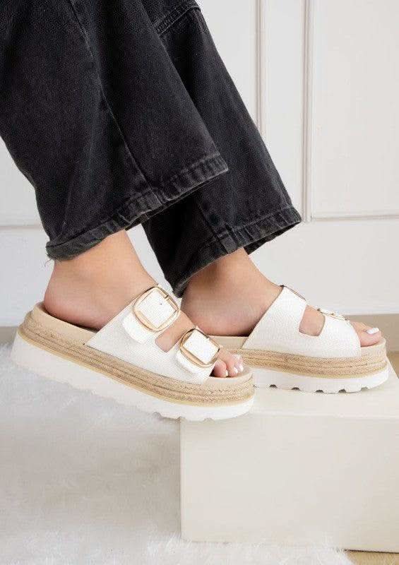 Monique Thick Buckled Fashion Wedges in - photo