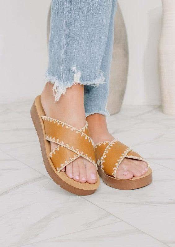 VERA Flat Sandals in Tan - photo