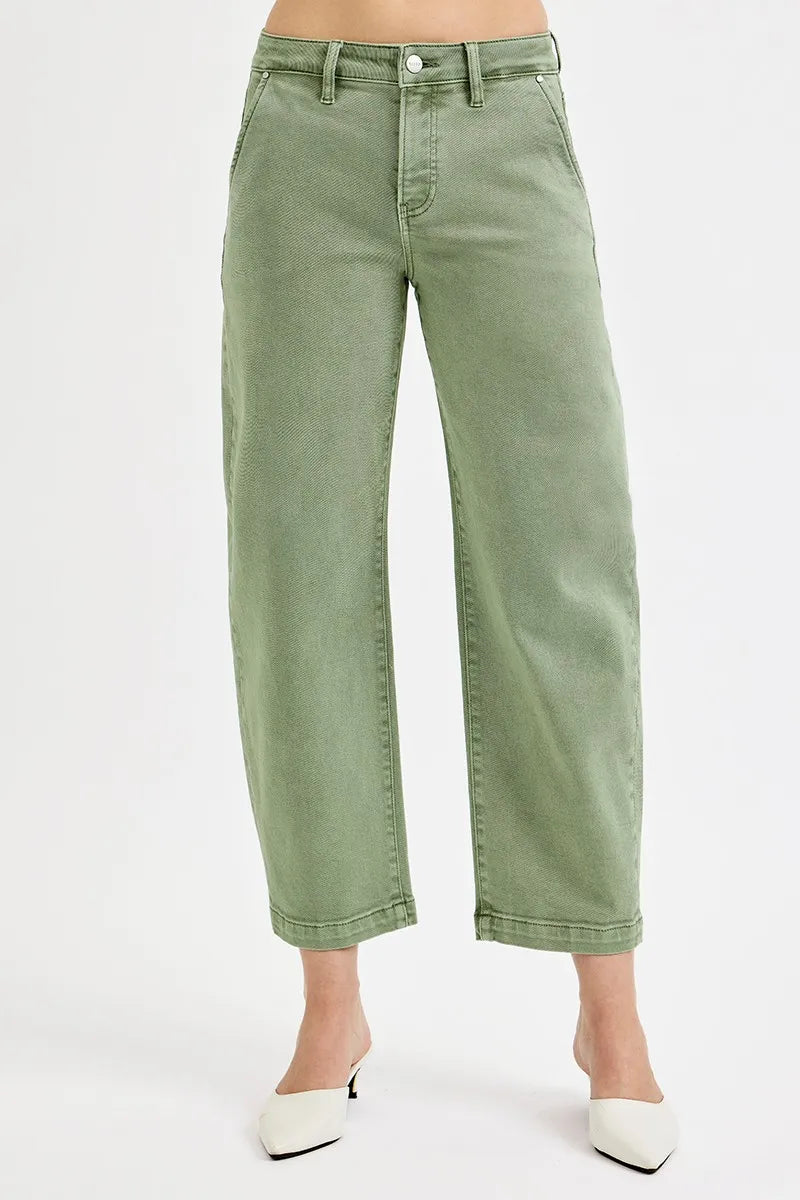 RISEN Full Size Tummy Control High Rise Crop Barrel Jeans Plus Size in - photo