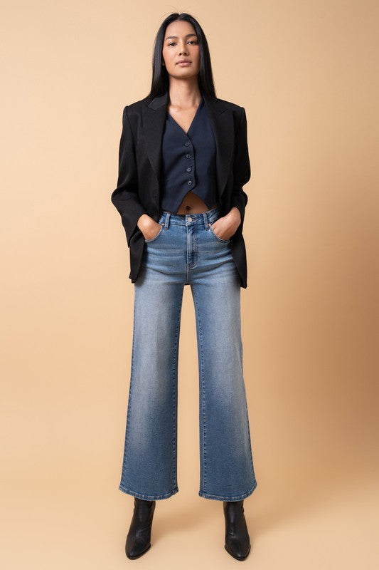 HIGH RISE RELAXED WIDE LEG in MEDIUM DENIM - photo