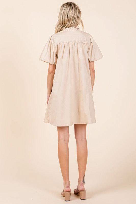 GeeGee Piping Detailed Babydoll Mini Dress in - Dresses photo