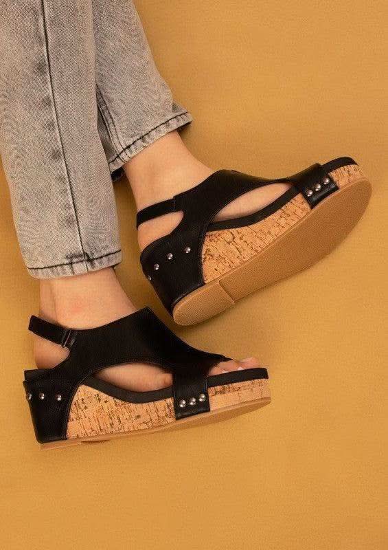 Hannah Thick Sole Roman Wedges – Platforms in Black - photo