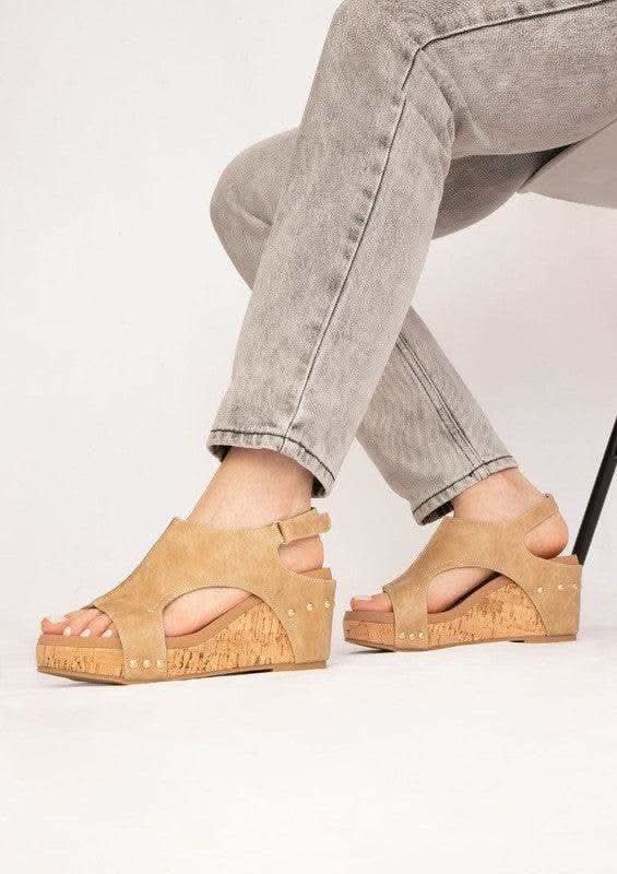 Hannah Thick Sole Roman Wedges – Platforms in Taupe - photo