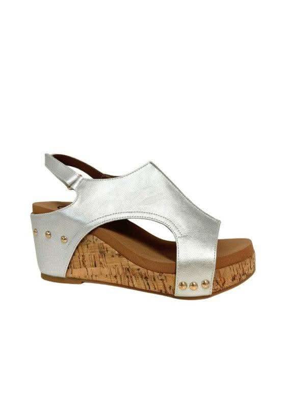 Hannah Thick Sole Roman Wedges – Platforms in Silver - photo