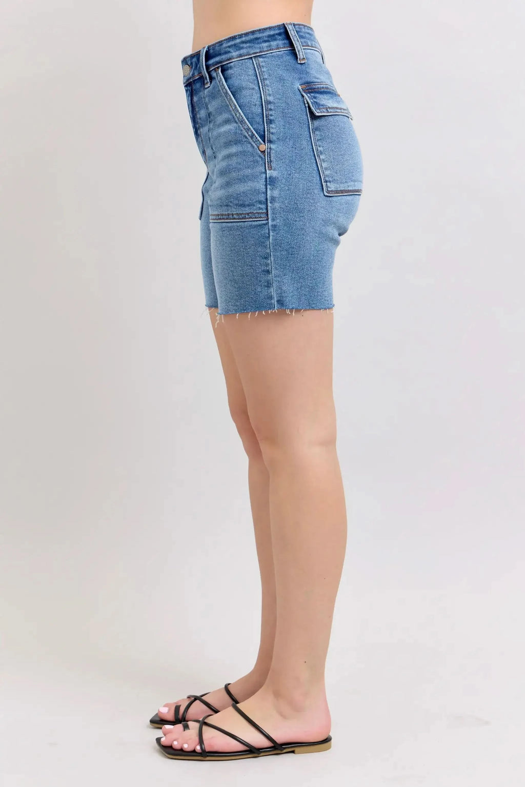 Judy Blue Full Size Mid Rise Bermudas Denim Shorts W/ Back Flap Pockets Plus Size in - photo