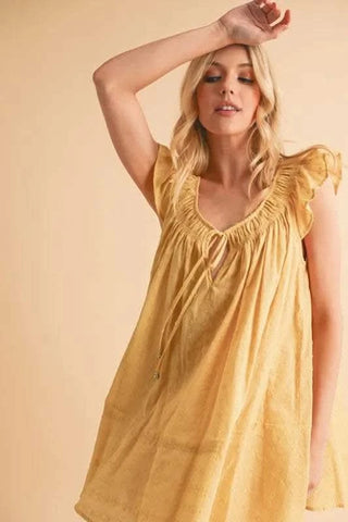Aemi+Co Ruffled Cap Sleeve Cotton Tunic Mini Dress - SwagglyLife Home & Fashion Aemi+Co Ruffled Cap Sleeve Cotton Tunic Mini Dress - SwagglyLife Home & Fashion