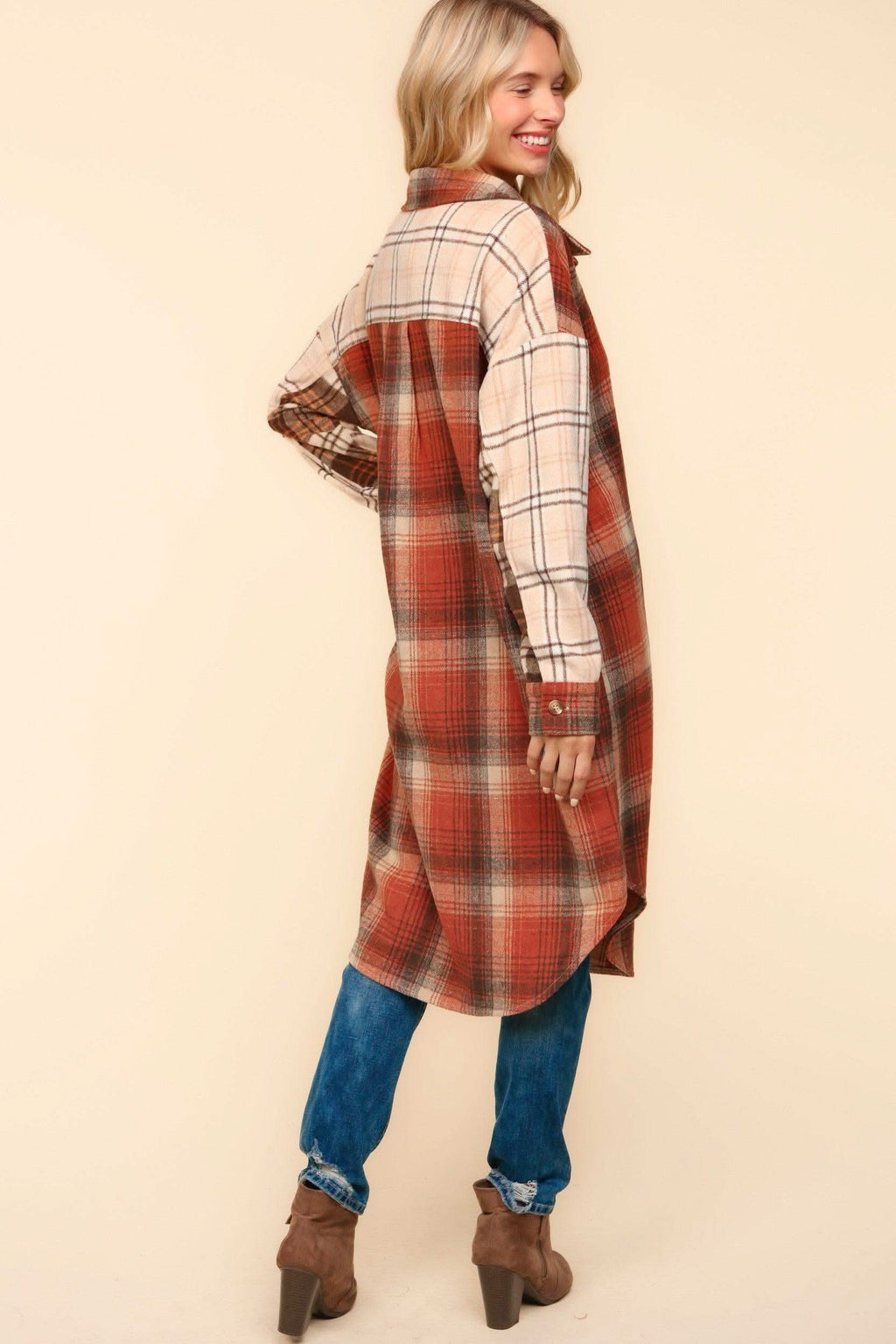Haptics Flannel Plaid Oversized Shacket with Pockets - SwagglyLife Home & Fashion