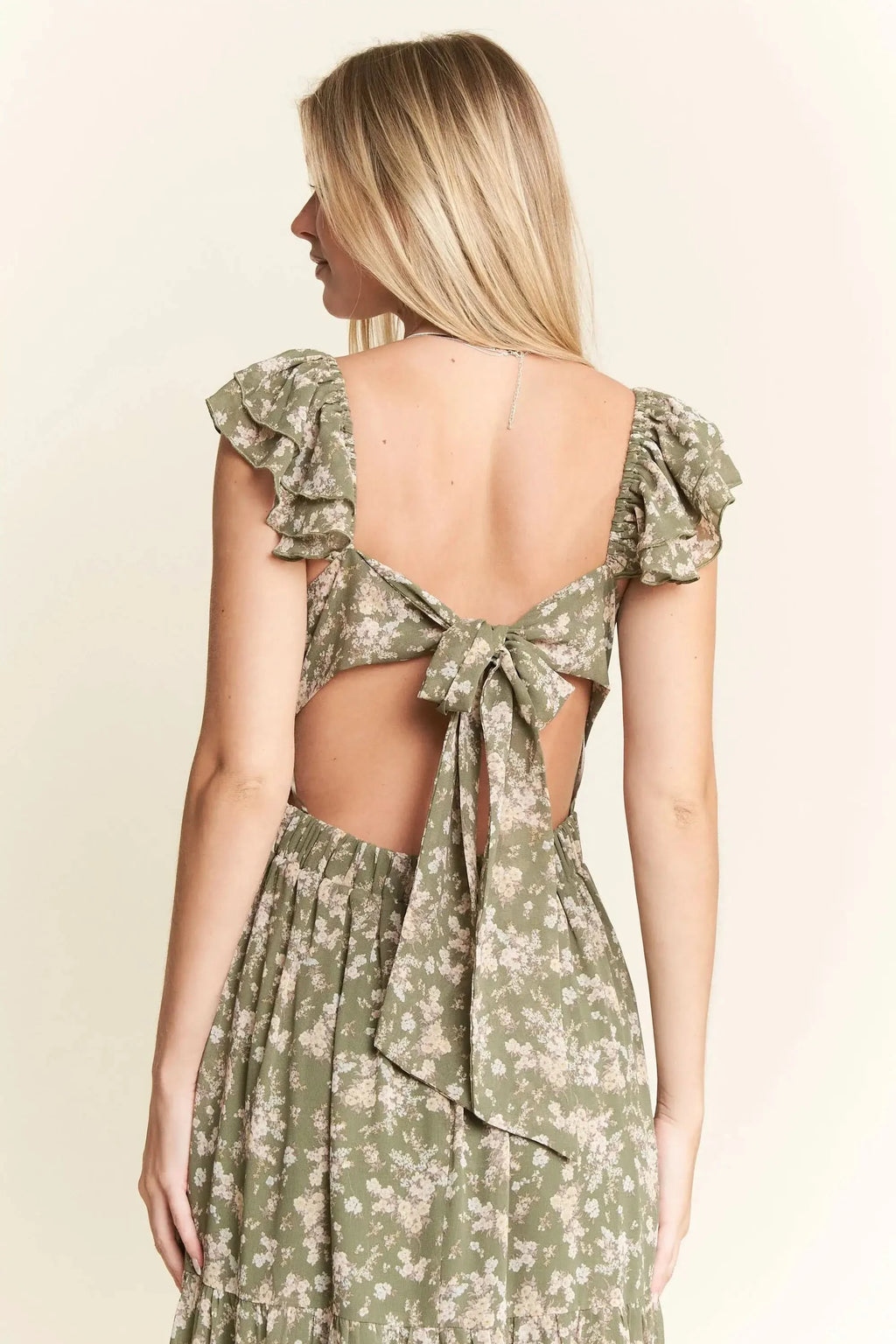 Jade By Jane Ruffle Sleeve Tiered Maxi Dress in - photo