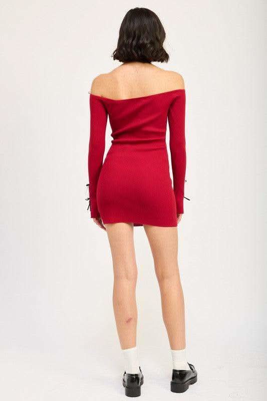 Emory Park Off Shoulder Bodycon Dress with Bow Detail in - Dresses photo