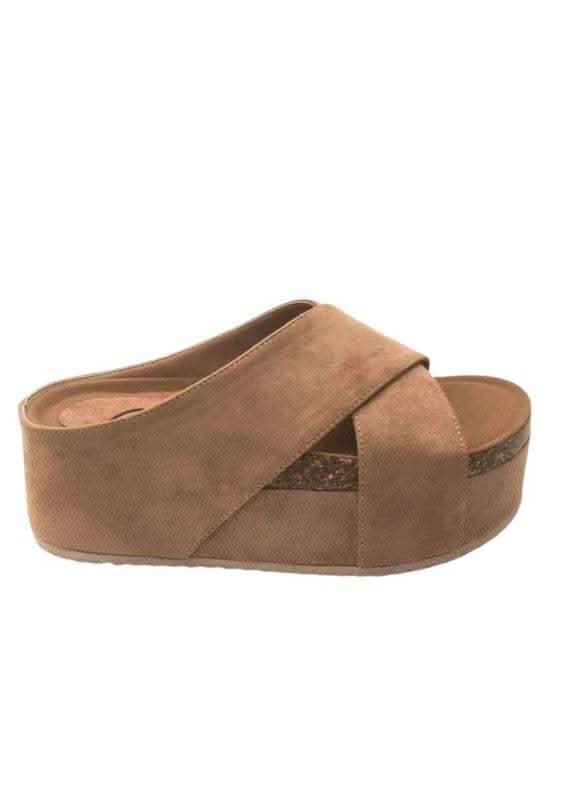 Nina Criss-Cross Straps Comfortable Flatform in Almond - Sandals photo