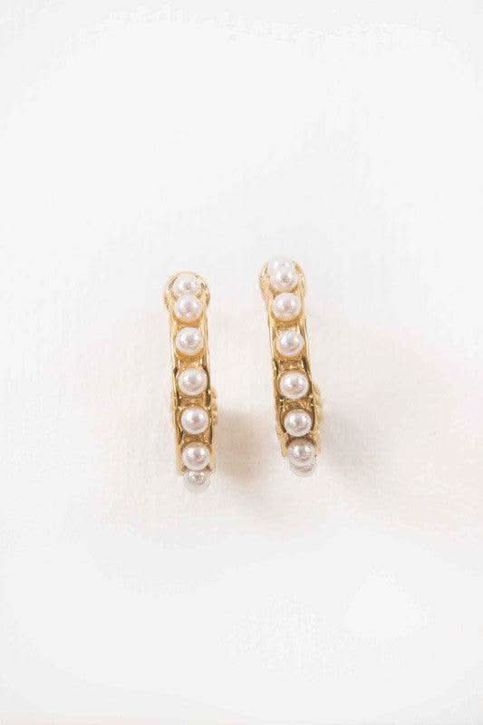 Lovoda Studded Pearl Hoop Earrings in - Earrings photo