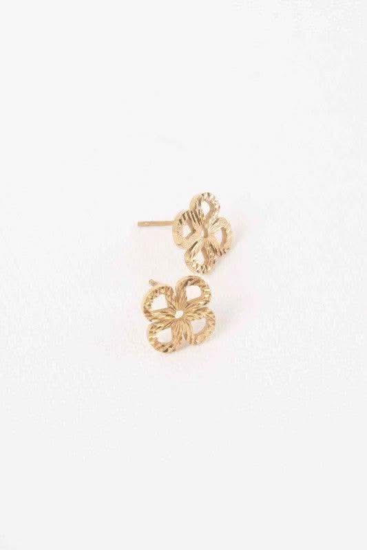 Etched Clover Stud Earrings in - photo