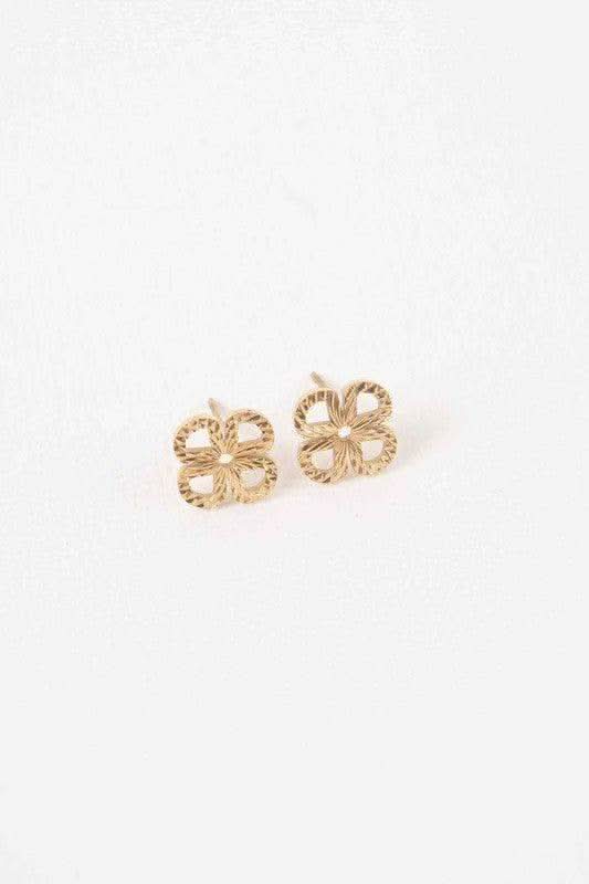 Etched Clover Stud Earrings in - photo