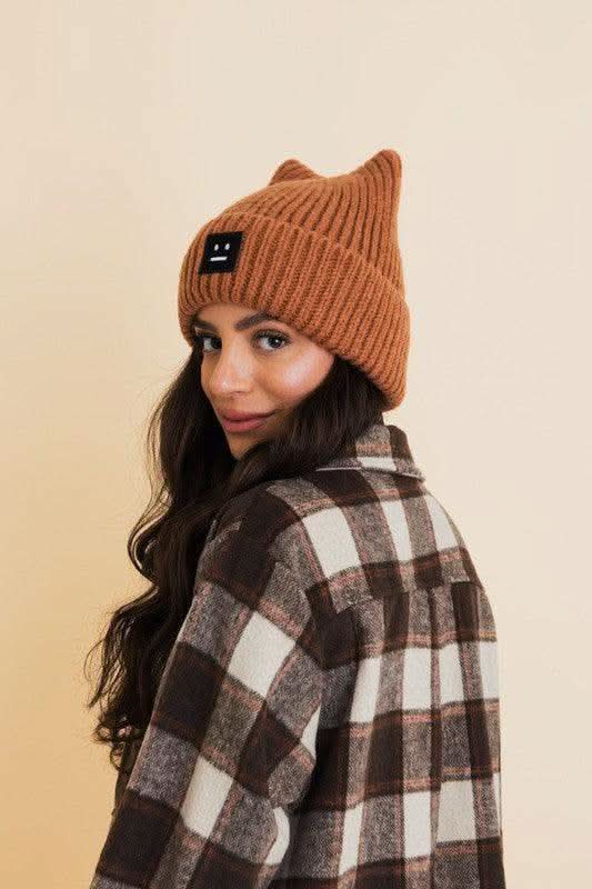 Chill Vibes Soft Ribbed Squared Face Beanie in - photo