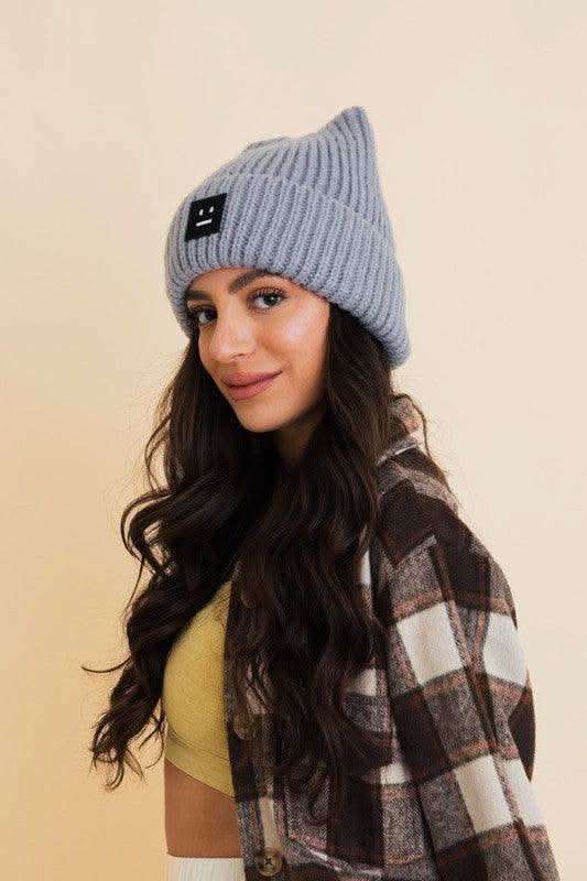 Chill Vibes Soft Ribbed Squared Face Beanie in - photo