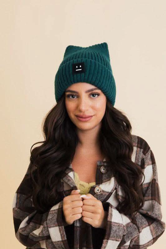 Chill Vibes Soft Ribbed Squared Face Beanie in - photo