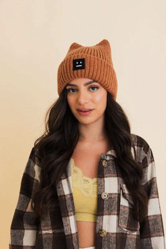 Chill Vibes Soft Ribbed Squared Face Beanie in - photo