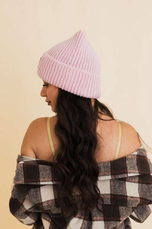 Chill Vibes Soft Ribbed Squared Face Beanie in - photo