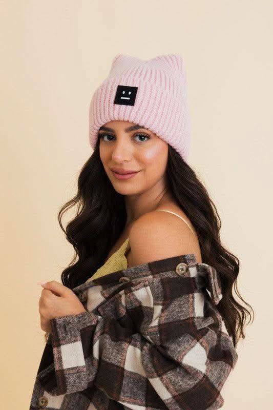 Chill Vibes Soft Ribbed Squared Face Beanie in - photo