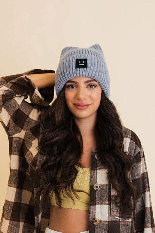 Chill Vibes Soft Ribbed Squared Face Beanie in - photo