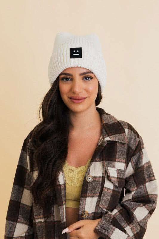 Chill Vibes Soft Ribbed Squared Face Beanie in - photo