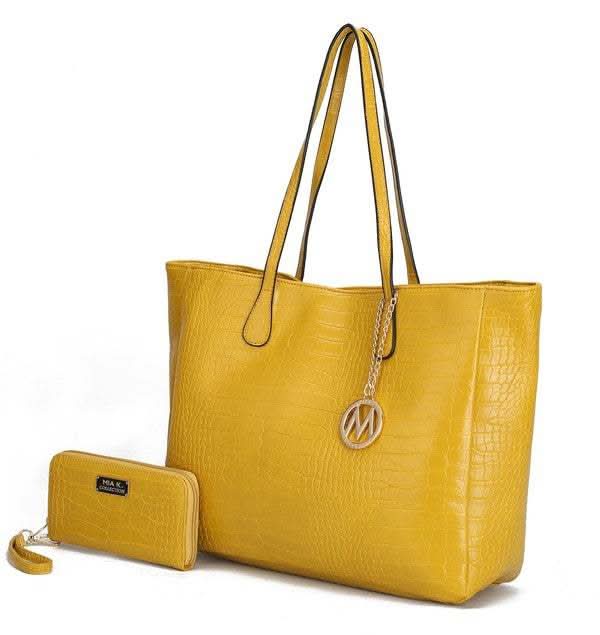 MKF Sadie Oversize Tote & Wallet Set by Mia K in Yellow One Size - photo