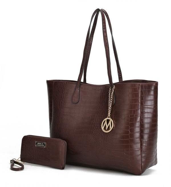 MKF Sadie Oversize Tote & Wallet Set by Mia K in Coffee One Size - photo
