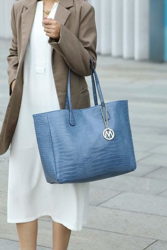 MKF Sadie Oversize Tote & Wallet Set by Mia K in Denim One Size - photo