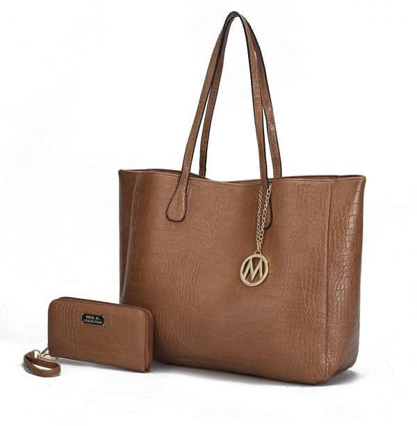 MKF Sadie Oversize Tote & Wallet Set by Mia K in Taupe One Size - photo