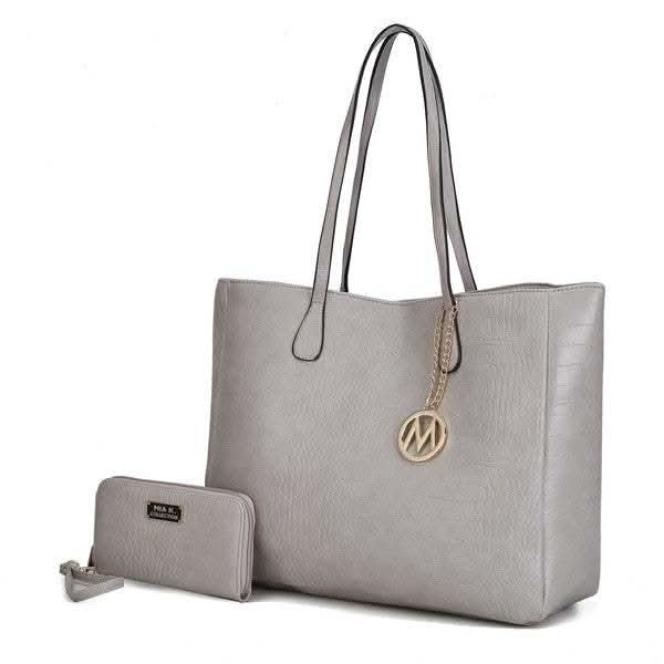 MKF Sadie Oversize Tote & Wallet Set by Mia K in Light Grey One Size - photo